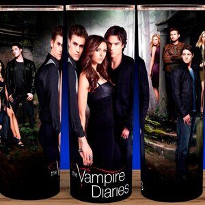 Vampire Diaries Damon and Stefan Salvatore and Elena Cup Mug Tumbler